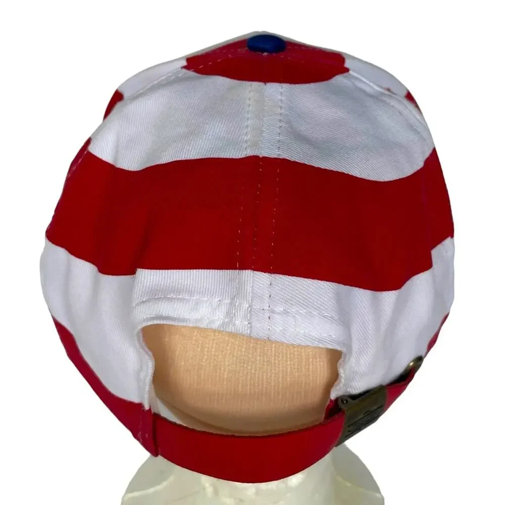 Men’s Nissin Embroidered American Flag Leather Strap-back Ball‎ Cap Hat in OS.